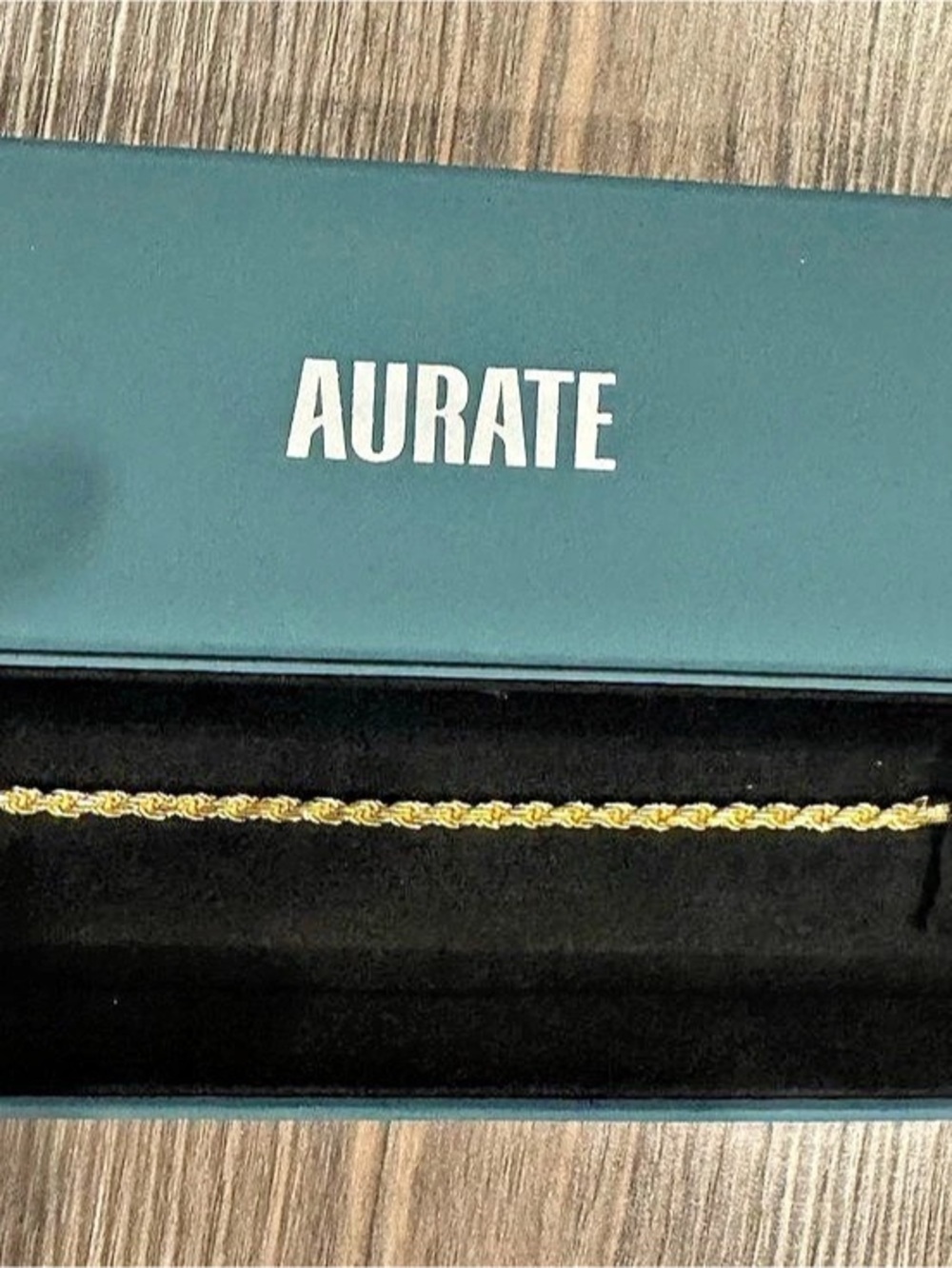 AURATE Medium Rope Chain Bracelet Gold - Never Worn